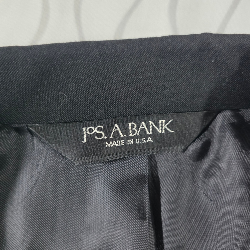 Jos A Bank Mens 38R Tuxedo Jacket Black 100% Wool Satin Peak Lapel Made in USA - Picture 5 of 13
